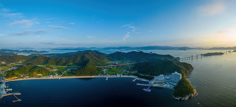 Geoje's island-studded south coast seen from a clifftop