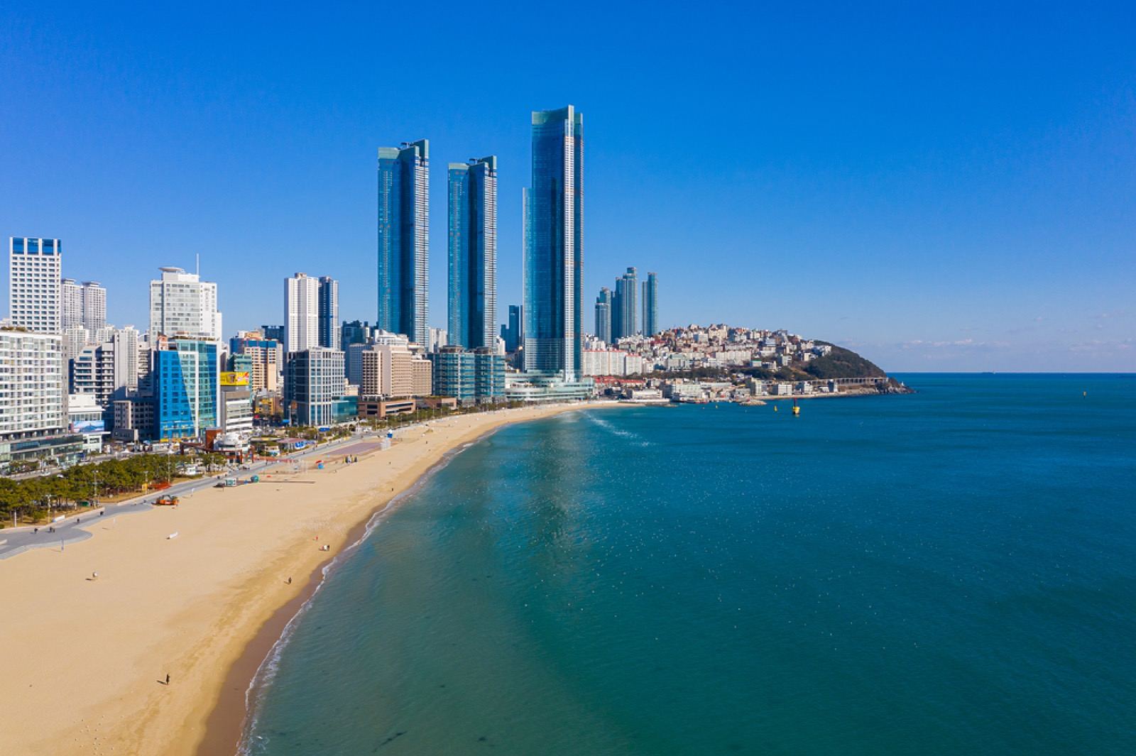 Haeundae Beach and the Busan city skyline